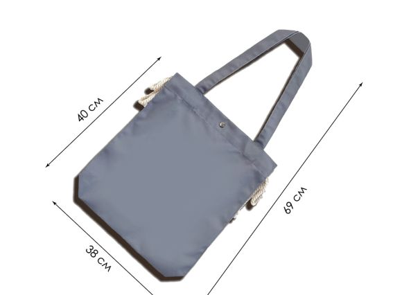 Пошита Эко-Сумка , шопер з малюнком під вишивку Орнамент ШП5-097А Сірий, Кольорова