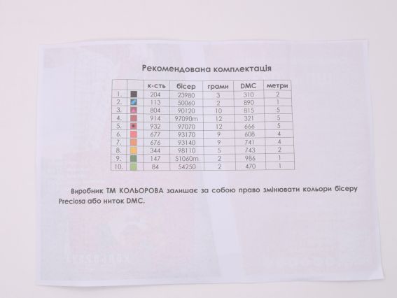 Ключ-схема з підбором бісеру Preciosa та ниток муліне DMC до сумки ШП-6.