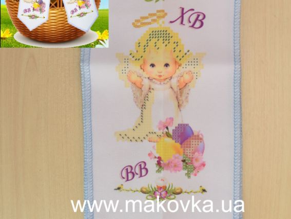 Бант під вишивку для великодньої кошики №22 Великодній, янголятко, габардин, Красуня
