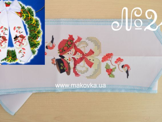 Бант под вышивку №24 Снеговики, габардин, Красуня Бант под вышивку №24 Снеговики, габардин, Красуня