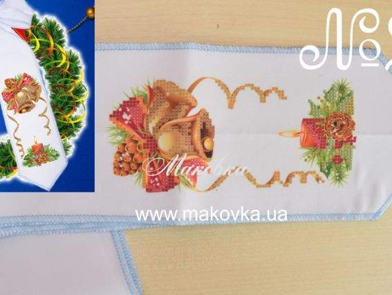 Бант под вышивку №27 Рождественские колокольчики, габардин, Красуня Бант под вышивку №27 Рождественские колокольчики, габардин, Красуня