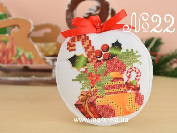 Іграшка на ялинку №22 Шкарпетка з подарунками, Красуня, пошита заготовка для вишивання Іграшка на ялинку №22 Шкарпетка з подарунками, Красуня, пошита заготовка для вишивання