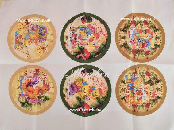 Схема Новогодние игрушки №7 Петушки, Красуня, атлас, для вишивания Схема Новогодние игрушки №7 Петушки, Красуня, атлас, для вишивания