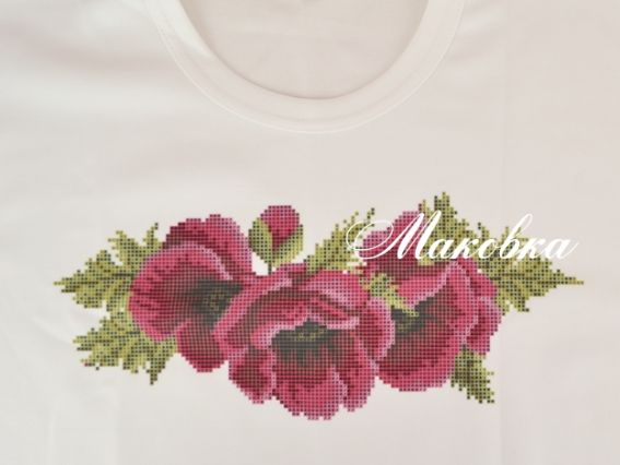 Футболка під вишивку біла №5 Маки, ТМ Красуня, 52 розмір