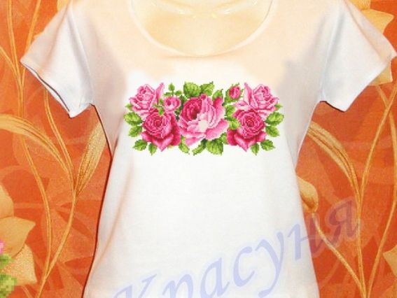 Футболка під вишивку біла №11 Троянди, 52 розмір