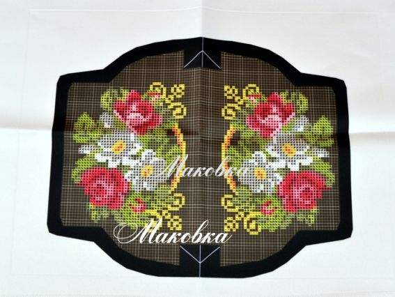 Заготовка для вышивания Кошелек №1 черный, Розы и ромашки, атлас Заготовка для вышивания Кошелек №1 черный, Розы и ромашки, атлас