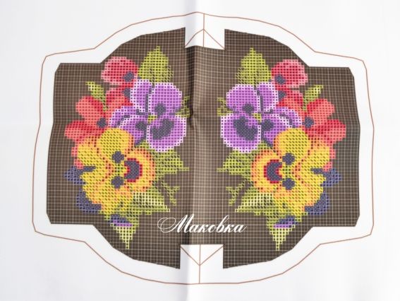 Заготовка для вишивки бісером або нитками Гаманець №6 чорний, Фіалки, атлас