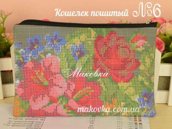 Кошелек пошитый из габардина, красный №6 Цветы, Красуня Кошелек пошитый из габардина, красный №6 Цветы, Красуня