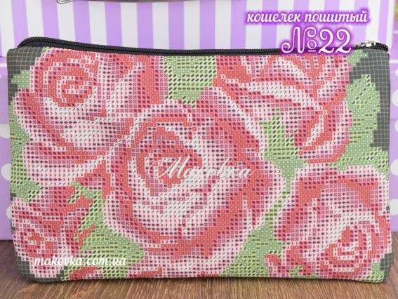 Кошелек пошитый из габардина, черный №22 Розы, Красуня