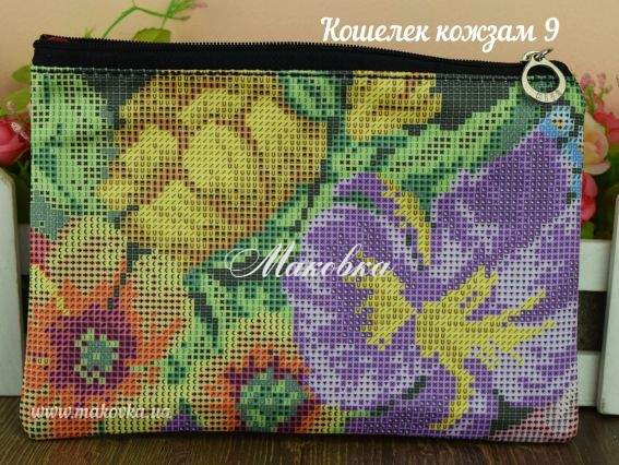 Кошелек пошитый КОЖЗАМ черный №9 атлас, Тюльпаны, Красуня Кошелек пошитый КОЖЗАМ черный №9 атлас, Тюльпаны, Красуня