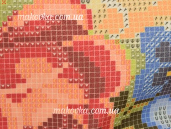 Пошита косметичка під вишивку №30, червона, Три троянди, атлас , Красуня 15х23см