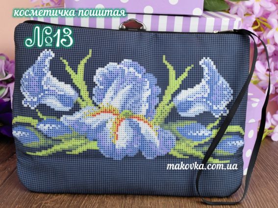 Косметичка пошитая из габардина №13 черная, Ирис, ТМ Красуня Косметичка пошитая из габардина №13 черная, Ирис, ТМ Красуня