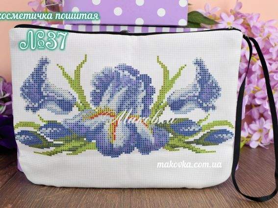 Косметичка пошитая из габардина №37 белая, Ирис, ТМ Красуня Косметичка пошитая из габардина №37 белая, Ирис, ТМ Красуня