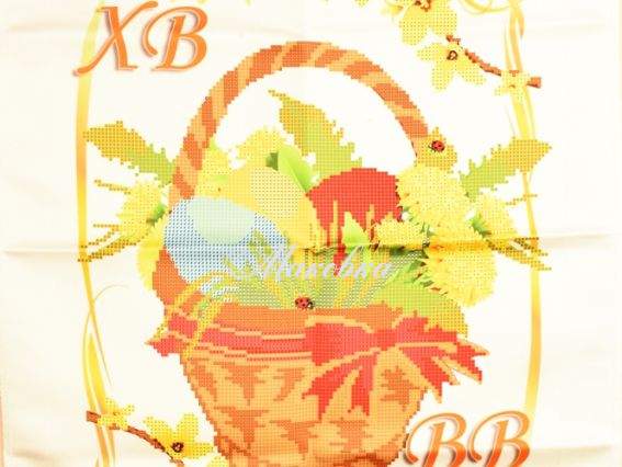 Рушник великодній №046 великодній кошик, Атлас, Красуня Рушник великодній №046 великодній кошик, Атлас, Красуня