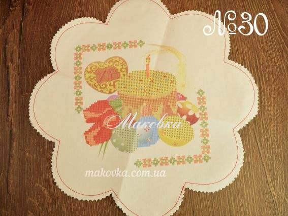 Салфетка пасхальная, фигурная №30 пасочка с яйцами, Красуня рисунок на ткани