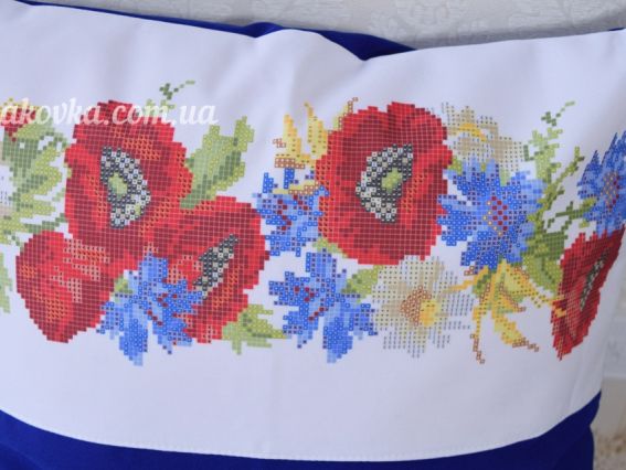 Готовая пошитая наволочка №5  синяя Полевые цветы , Красуня, размер 40х40см, габардин