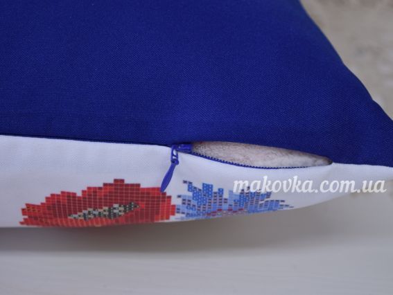 Готовая пошитая наволочка №5  синяя Полевые цветы , Красуня, размер 40х40см, габардин