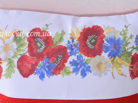 Готовая пошитая наволочка №5  красная Полевые цветы , Красуня, размер 40х40см, габардин