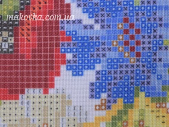 Готовая пошитая наволочка №5  красная Полевые цветы , Красуня, размер 40х40см, габардин