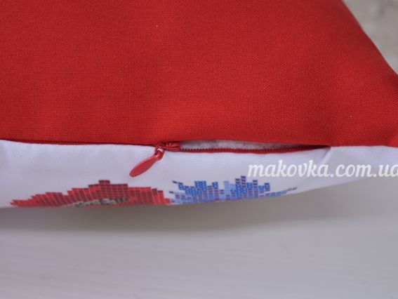 Готовая пошитая наволочка №5  красная Полевые цветы , Красуня, размер 40х40см, габардин