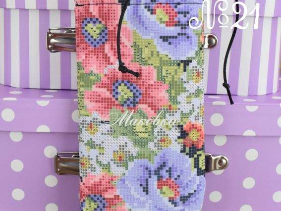 Чехол для очков пошитый №21 Красочные цветы, из габардина, Красуня