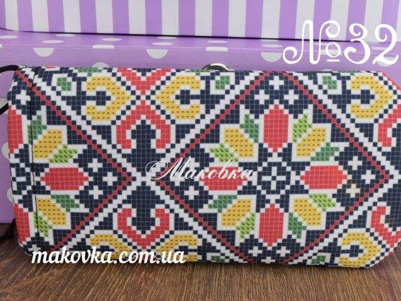 Чехол для очков пошитый №32 Орнамент на черном, из габардина, Красуня