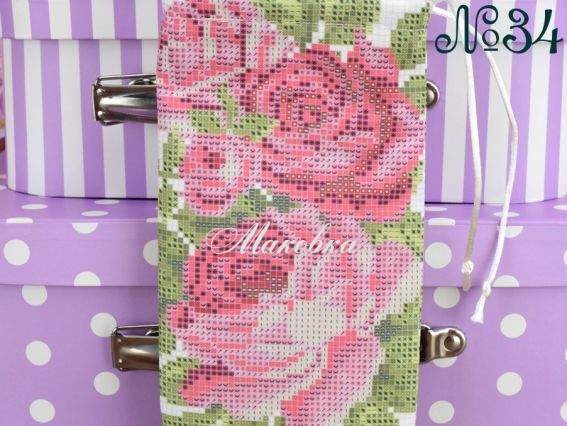 Чехол для очков пошитый №34 Розовые розы, из габардина, Красуня