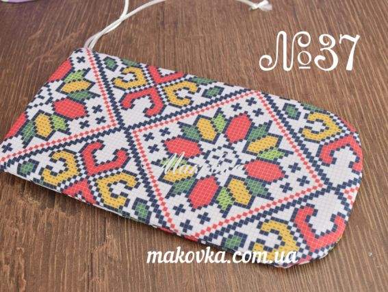 Чехол для очков пошитый №37 Орнамент на белом, из габардина, Красуня