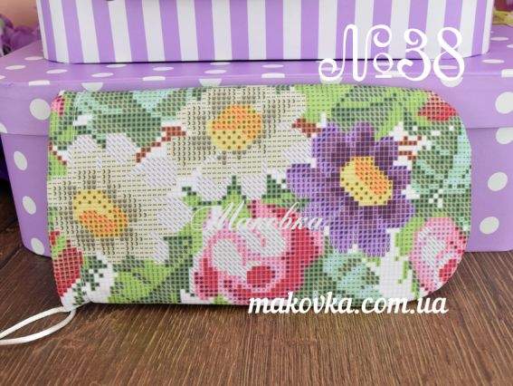 Чехол для очков пошитый №38 Цветы, из габардина, Красуня