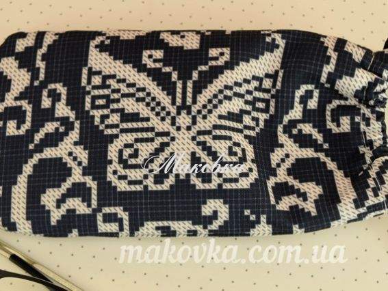 Чехол для очков пошитый №41 Бабочка черно-белая из габардина, Красуня