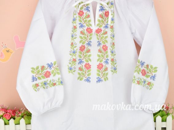 Блуза детская Реглан №6 Орнамент из цветов, на 5-6 лет, домотканая, длинный рукав, ТМ Красуня Блуза детская Реглан №6 Орнамент из цветов, на 5-6 лет, домотканая, длинный рукав, ТМ Красуня