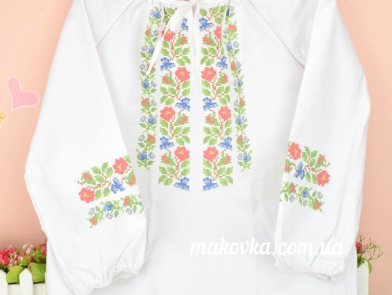 Блуза детская Реглан №6 Орнамент из цветов, на 7-8 лет, домотканая, длинный рукав, ТМ Красуня Блуза детская Реглан №6 Орнамент из цветов, на 7-8 лет, домотканая, длинный рукав, ТМ Красуня