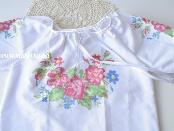 Блуза дитяча Реглан №2 Троянди та барвінок, домоткана, короткий рукав, ТМ Красуня Блуза дитяча Реглан №2 Троянди та барвінок, домоткана, короткий рукав, ТМ Красуня