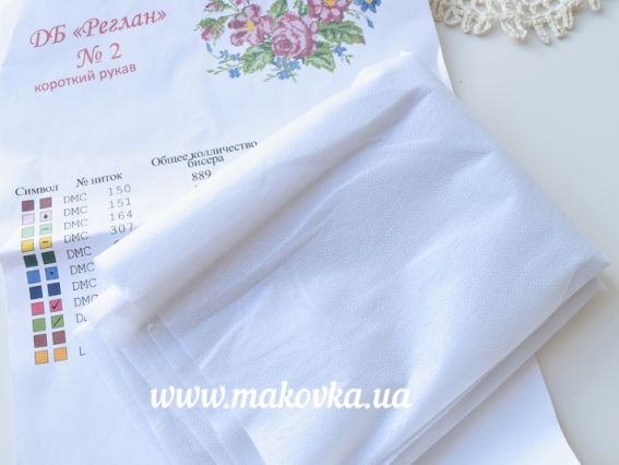 Блуза пошита дитяча під вишивку Реглан №2 Троянди та барвінок, домоткана, короткий рукав, Красуня