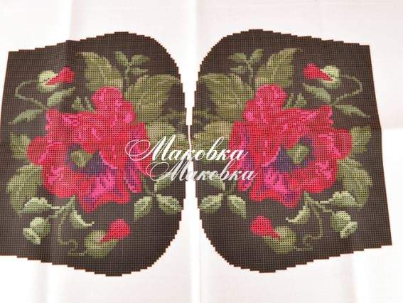 Заготовка для вышивания Сумка №32 черная, Большой мак, атлас Заготовка для вышивания Сумка №32 черная, Большой мак, атлас