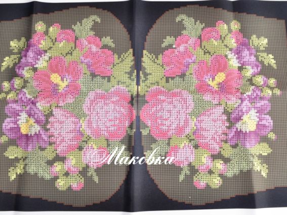 Заготовка для вышивания Сумка №34 черная, Розы и мальвы, атлас Заготовка для вышивания Сумка №34 черная, Розы и мальвы, атлас