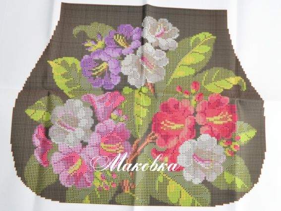 Заготовка для вышивания Сумка №42 черная, мальвы, атлас Заготовка для вышивания Сумка №42 черная, мальвы, атлас