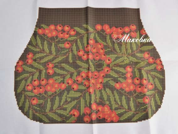 Заготовка для вышивания Сумка №47 черная, Рябина, атлас Заготовка для вышивания Сумка №47 черная, Рябина, атлас