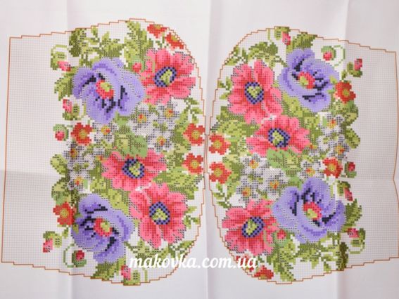 Заготовка для вышивания Сумка №78 белая, Цветы, атлас Заготовка для вышивания Сумка №78 белая, Цветы, атлас