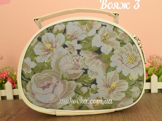 Сумочка пошитая Вояж №3, Розы и цветы, молочный кожзам, ТМ Красуня Сумочка пошитая Вояж №3, Розы и цветы, молочный кожзам, ТМ Красуня