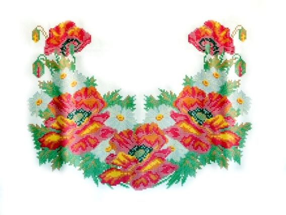 Заготовка Блуза жіноча №21 Маки і ромашки, ТМ Красуня, Домоткана тканина