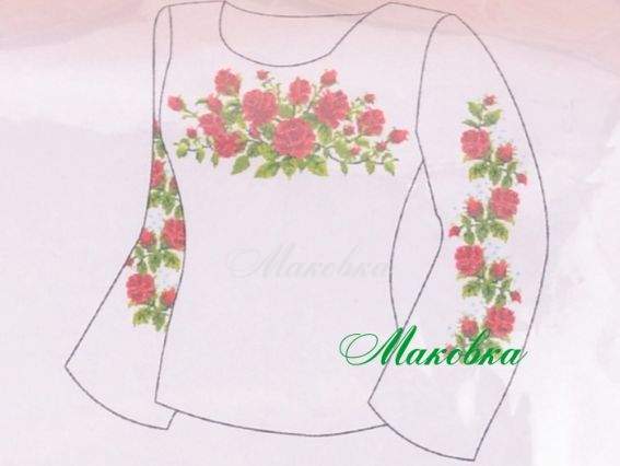Заготовка Блуза жіноча №92 Троянди, домоткана, великий розмір