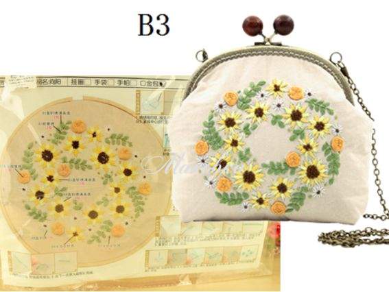 Клатч с фермуаром В-03 Солнечные цветы, набор для вышивания и творчества 