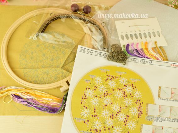 Набір для творчості Клатч з фермуаром В-02 Ромашкі на жовтому, 16,5*20 см 