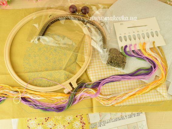 Набір для творчості Клатч з фермуаром В-02 Ромашкі на жовтому, 16,5*20 см 