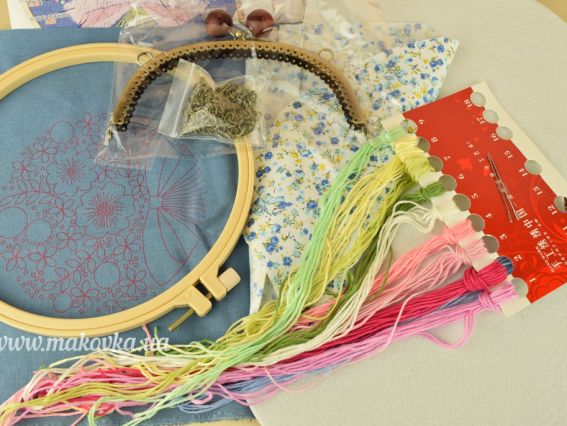 Набір для творчості Клатч з фермуаром В-05 Квітковий букет на джинс, 16,5*20 см 