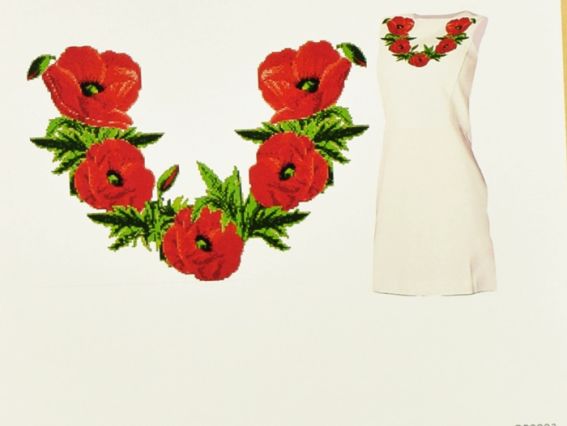 Флизелин водорастворимый с рисунком ОР2023 Маки Орнамент для платья, Несу красу Флизелин водорастворимый с рисунком ОР2023 Маки Орнамент для платья, Несу красу