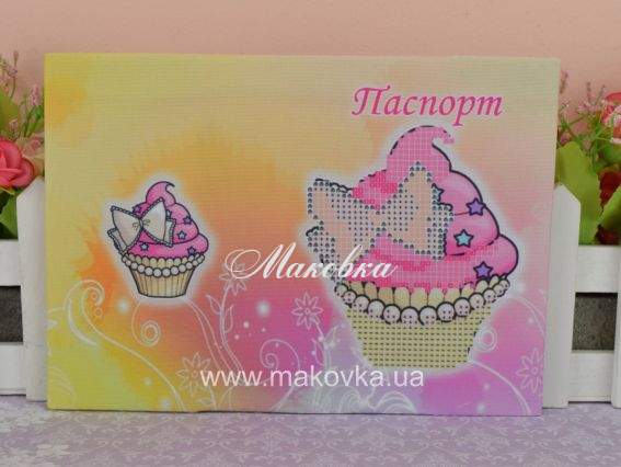 Обложка на паспорт под вышивку №59 Пирожное, габардин