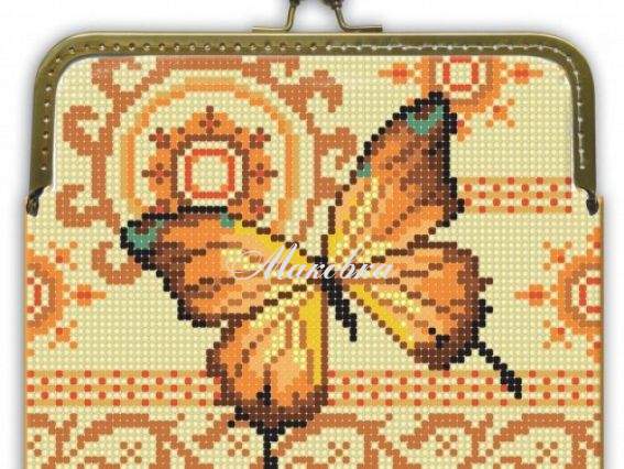 Набір для створення клатчу з фермуаром Золотий метелик ФБ8 04 Повітруля під вишивку бісером Набір для створення клатчу з фермуаром Золотий метелик ФБ8 04 Повітруля під вишивку бісером