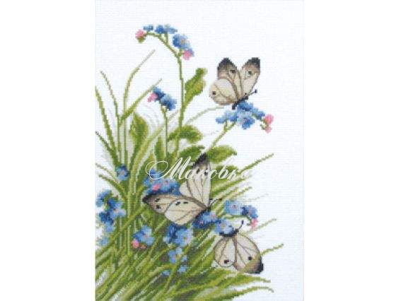 Вышивка нитками Бабочки в цветах, П6 013, Повитруля Вышивка нитками Бабочки в цветах, П6 013, Повитруля